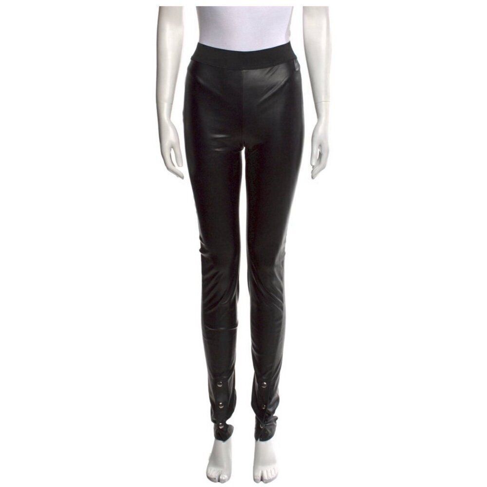 RTA Maelee high waisted leggings Vegan Faux Leather Skinny Pants Solid Black 25